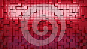 3D rendering. Red extruded cubes. Abstract background. Loop.