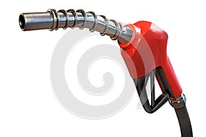 3d rendering of a red gasoline dispenser handle, isolated on white background with clipping paths.