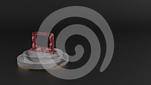 3D rendering of red gemstone symbol of computer icon