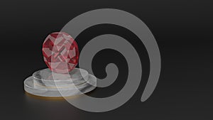 3D rendering of red gemstone symbol of error icon