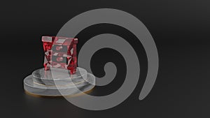 3D rendering of red gemstone symbol of nightstand icon