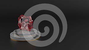 3D rendering of red gemstone symbol of picture icon