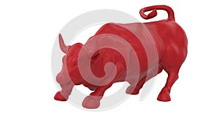 3D rendering - red isolated bull indicating a speculator in a stock market