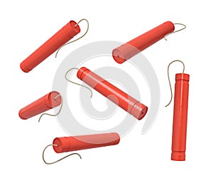 3d rendering of red TNT dynamite sticks isolated on white background