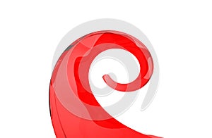 3d rendering. Red twirl swirl art on white background