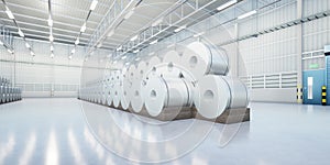 3d rendering of roll steel inside factory