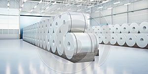 3d rendering of roll steel inside factory