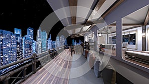 3D rendering of the rooftop terrace with night view