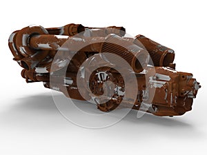 3D rendering - rusty engine block assembly