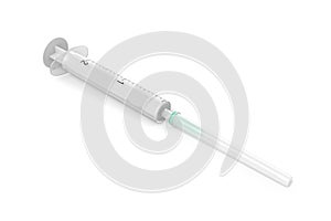 3d rendering of safety medical syringe with needle isolated on white background