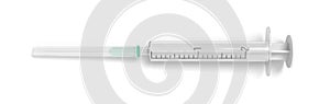 3d rendering of safety medical syringe with needle isolated on white background