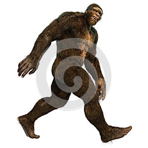 3D Rendering Sasquatch on White