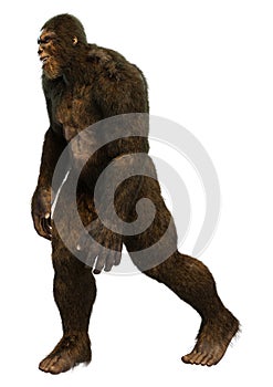 3D Rendering Sasquatch on White