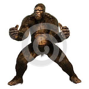 3D Rendering Sasquatch on White