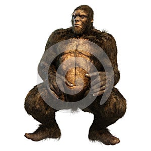 3D Rendering Sasquatch on White