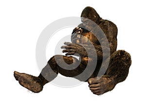 3D Rendering Sasquatch on White