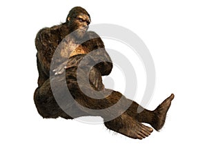 3D Rendering Sasquatch on White