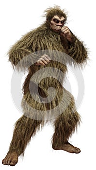 3D Rendering Sasquatch on White