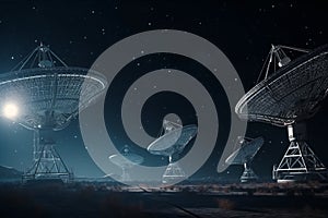 3d rendering of satellite dish in space with starry sky background generative ai