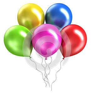 3d rendering shiny ballons on white background