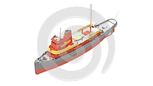 3D rendering of a ship isolated on a white background. marine vessel computer model.