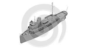 3D rendering of a ship isolated on a white background. marine vessel computer model.