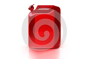 3d rendering side view of the red Jerry can retro gasoline canister isolated on white background with clipping paths.