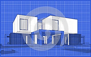 3d rendering sketch of modern house