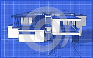 3d rendering sketch of modern house