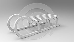 3d rendering of a sled isolated in white background