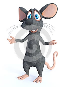 3D rendering of a smiling cartoon mouse welcoming you