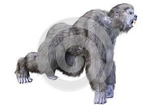 3D Rendering Snow Beast on White