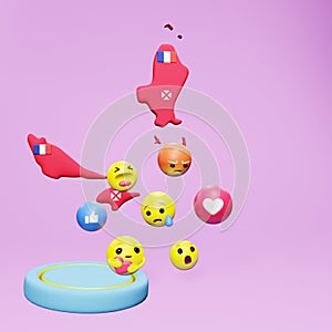 3d rendering of social media emoticon use in Wallis and Futuna for product promotion