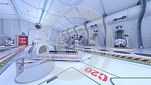 3D rendering of the spaceship hangar
