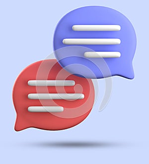 3d rendering of speech bubble with notification icons, megaphone icons