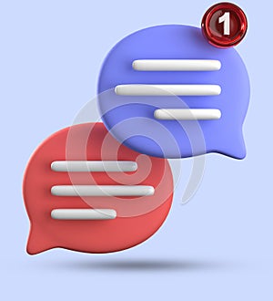 3d rendering of speech bubble with notification icons, megaphone icons