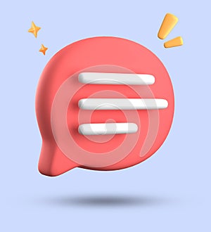 3d rendering of speech bubble with notification icons, megaphone icons