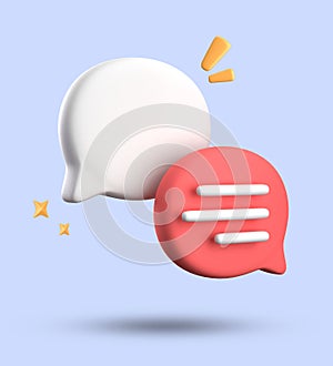 3d rendering of speech bubble with notification icons, megaphone icons