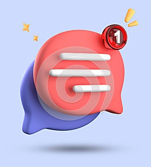 3d rendering of speech bubble with notification icons, megaphone icons