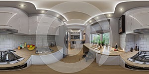 3d rendering spherical 360 degrees, seamless panorama of living