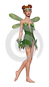 3D Rendering Spring Fairy on White