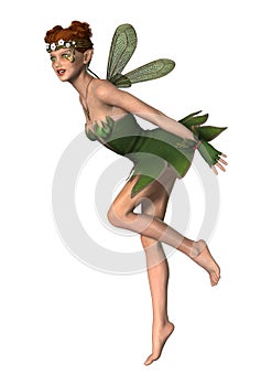 3D Rendering Spring Fairy on White