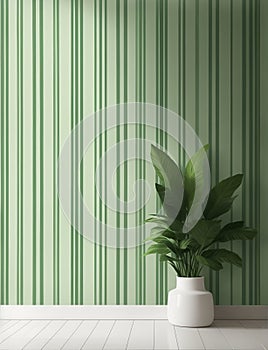 3D rendering, Striped wallpaper in empty room