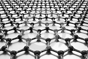 3D rendering of structure of the graphene or carbon surface