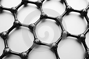 3D rendering of structure of the graphene or carbon surface