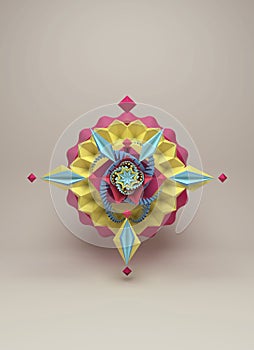 3D rendering of stylized paper colorful origami flower