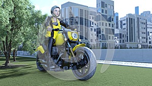 3D rendering of a super woman rider