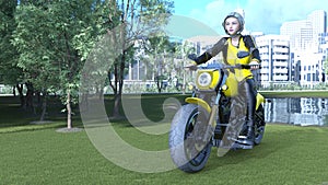 3D rendering of a super woman rider