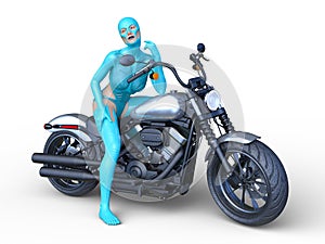 3D rendering of a super woman rider