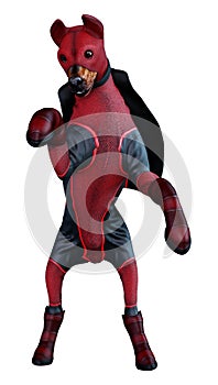 3D Rendering Superhero Dog on White